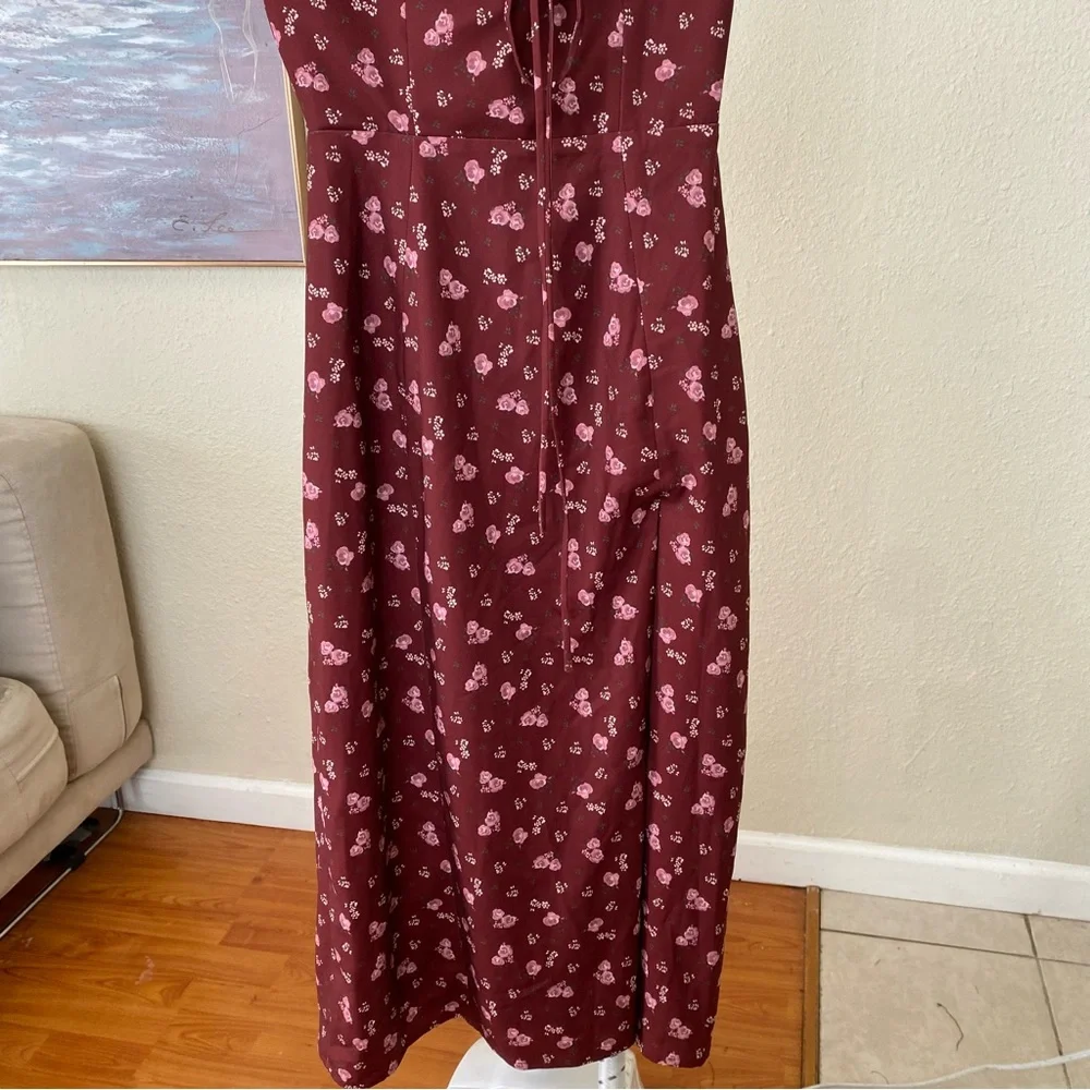 House Of CB Carina Wine Floral Bustier Midi Dress size XS NWOT - Picture 11 of 12